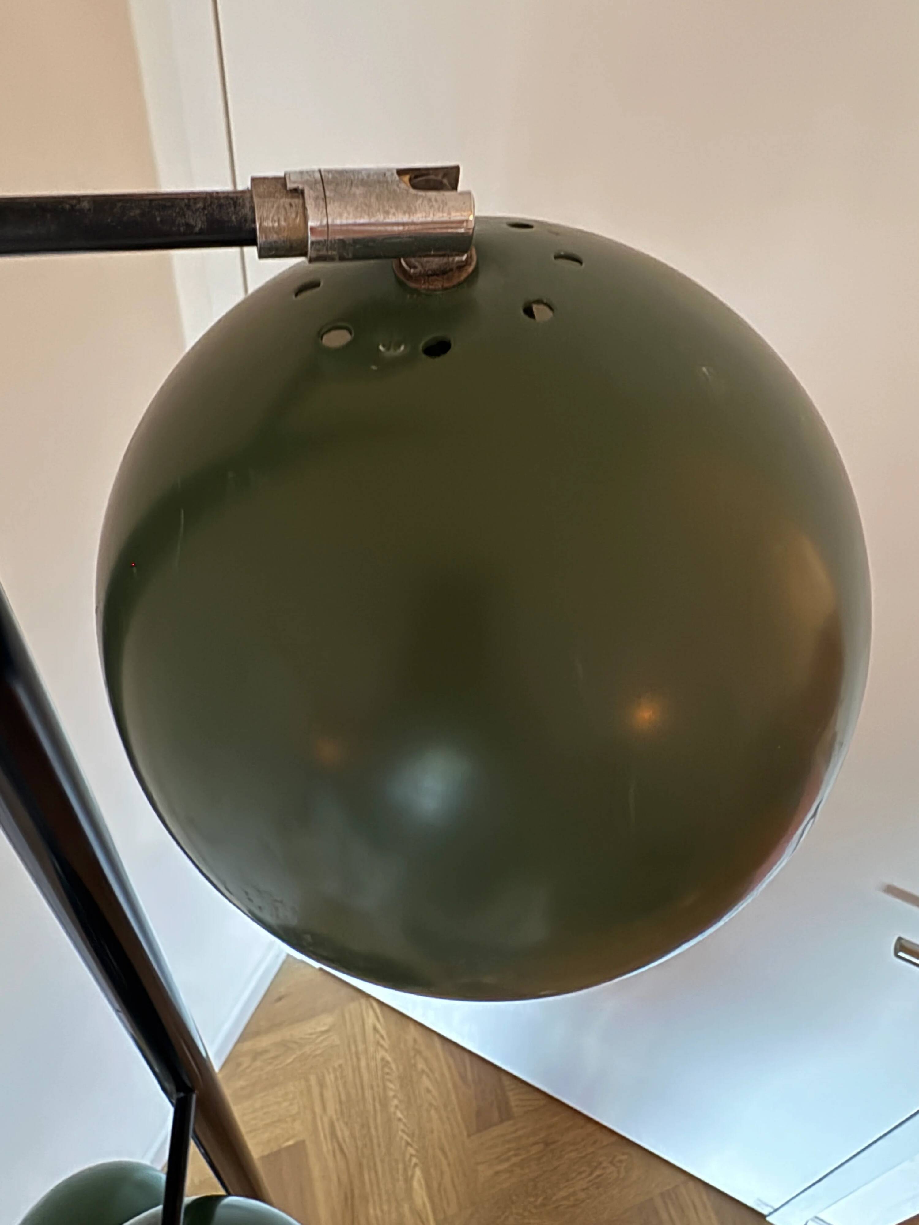 Three-headed "eyeball" floor-to-ceiling lamp, mid-century modern.