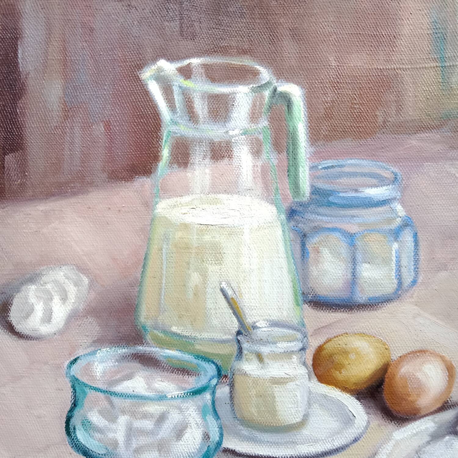 Still Life Painting Meringues Canvas signed Pierre Cols