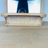 Rattan mirror with vintage tablet 60s