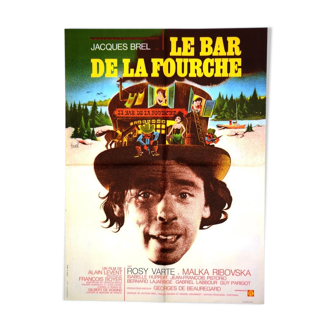 Affiche originale cinéma " Le bar de la fourche " 1972 Jacques Brel