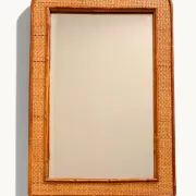 1970s Mid-Century Rattan and Pencil Reed Large Mirror, Spain