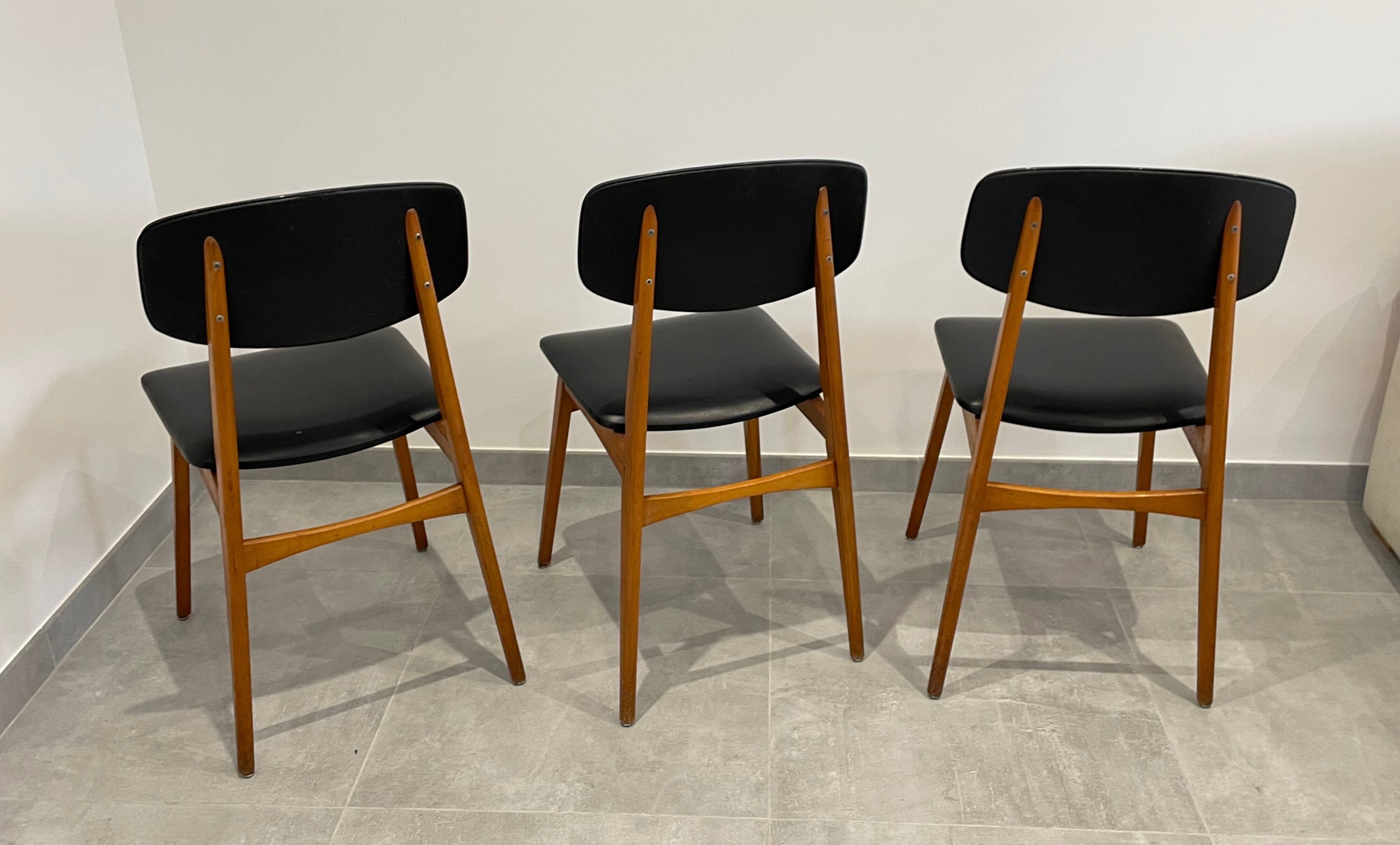 Scandinavian style design chair, set of 3