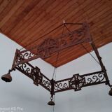 Pair of chandeliers suspensions in cast iron and 19th century wrought iron