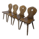 Set of 4 Vintage Tyrolean Heart Cutout Wooden Dining Chairs