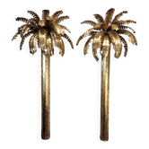 Pair of "Palm" lamps, Christian Techoueyres for Maison Jansen, gilded brass, 1970s – France