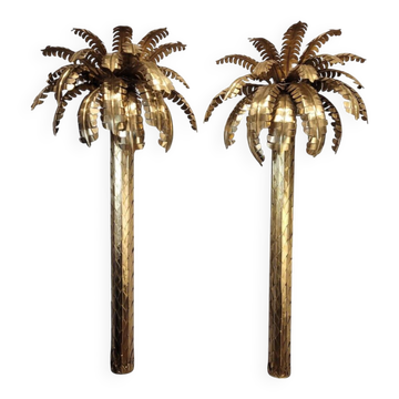 Pair of "Palm" lamps, Christian Techoueyres for Maison Jansen, gilded brass, 1970s – France
