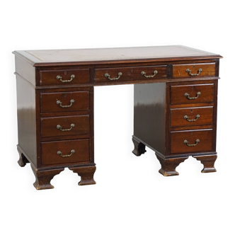 English desk with leather desk top and 9 drawers