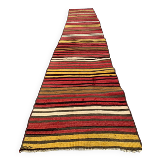 Ancien chemin de Kilim étroit turc 268x50 cm shabby chic, kelim vintage