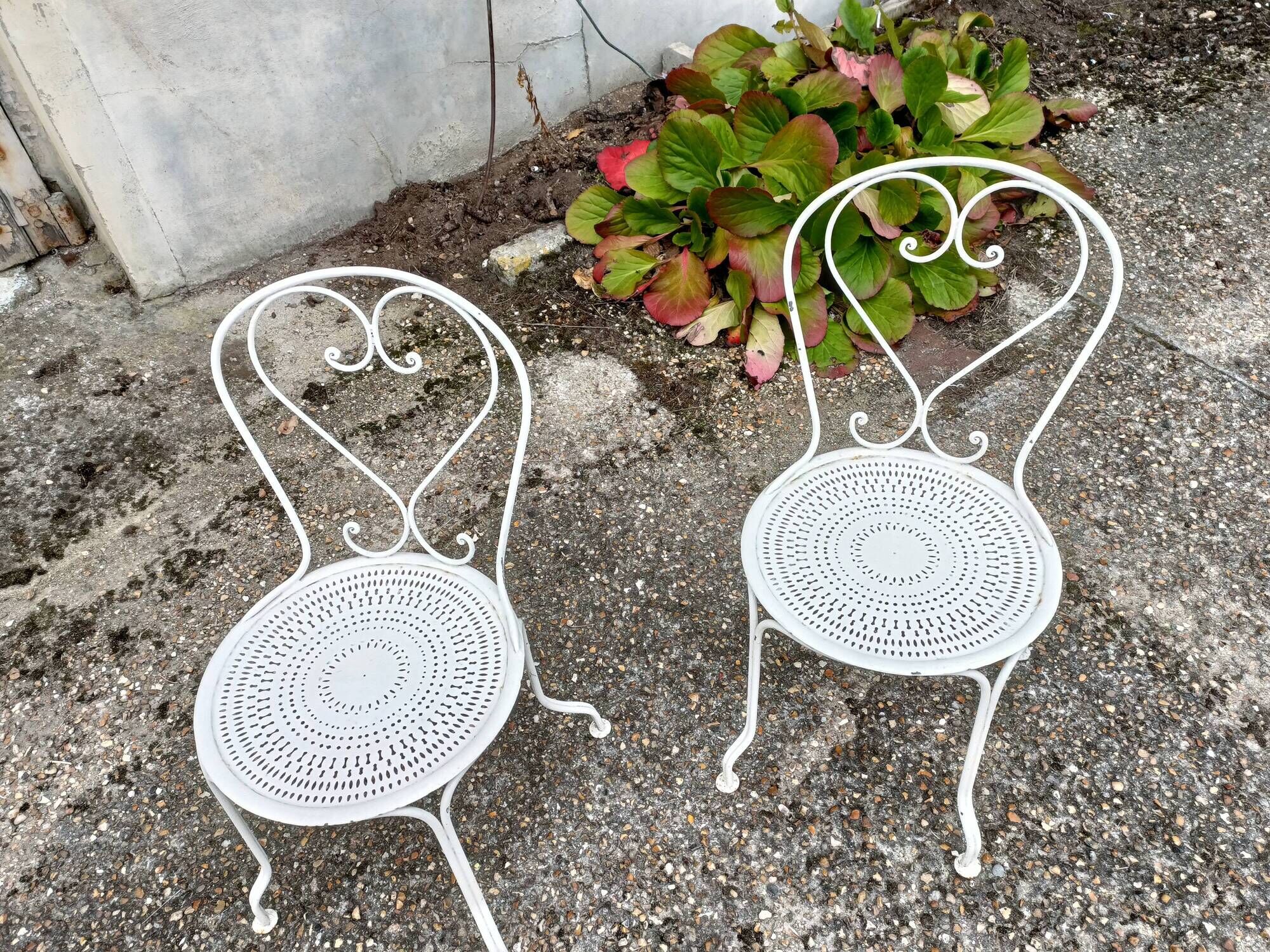 Garden furniture wrought iron old vintage xxeme