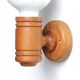 Wall lamp in pine wood and opaque white glass globe, 1970s