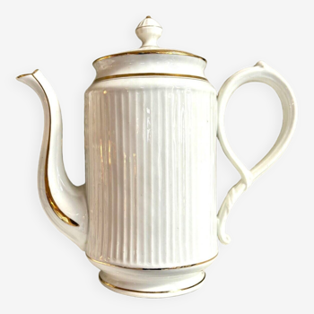 Teapot, coffee maker in white and gold porcelain