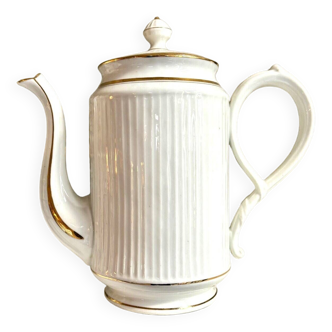 Teapot, coffee maker in white and gold porcelain