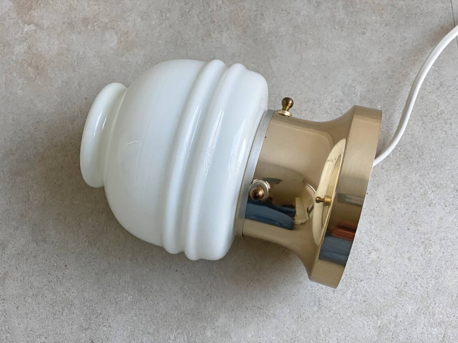 Small Mid Century brass & glass table lamp