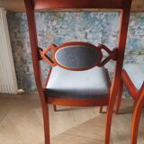 Rare - Set of 4 Louis Philippe/restoration style chairs with medallion - Blue / cherry color