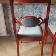 Rare - Set of 4 Louis Philippe/restoration style chairs with medallion - Colour blue / cherry wood