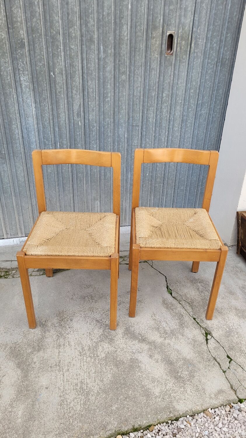 Pair of vintage Italian rope chairs - 1970s