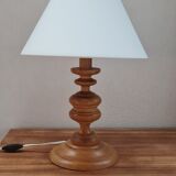 Turned wooden lamp