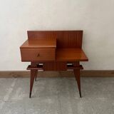 Varnished wooden bedside table