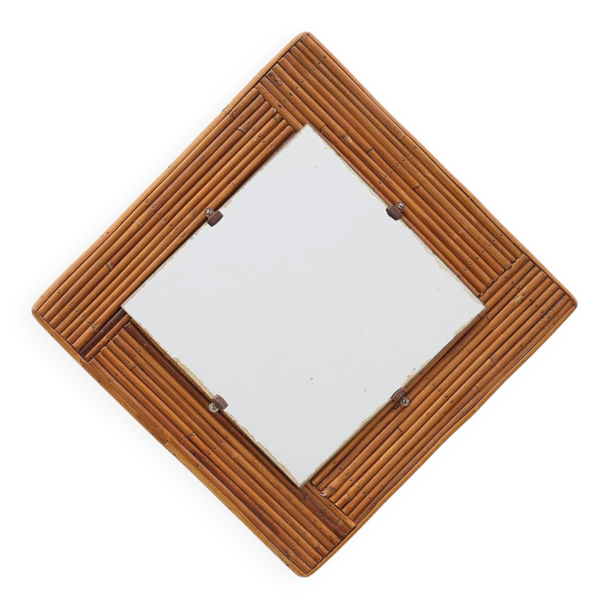 Mid century Square rattan mirror, France, 1960s
