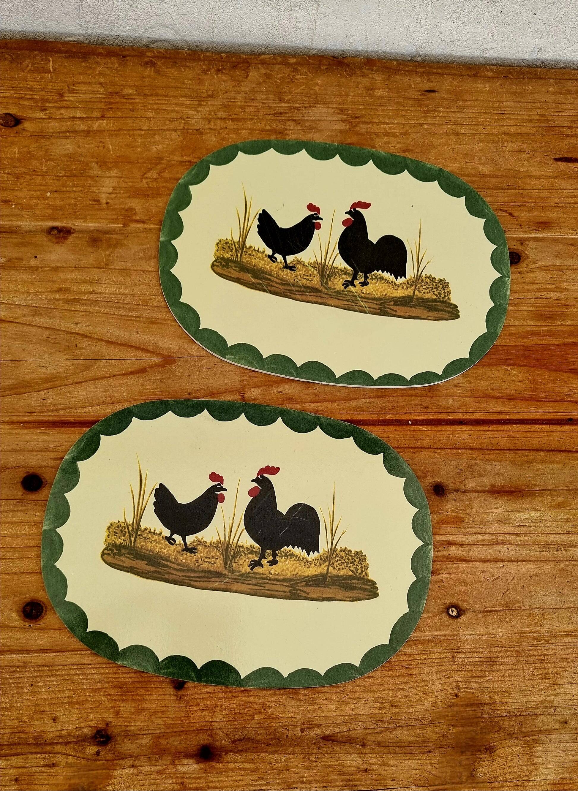 Zeller Keramik table set with hand-painted rooster and hen