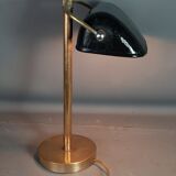 Old desk lamp called banker enamelled iron, brass and cast iron SB