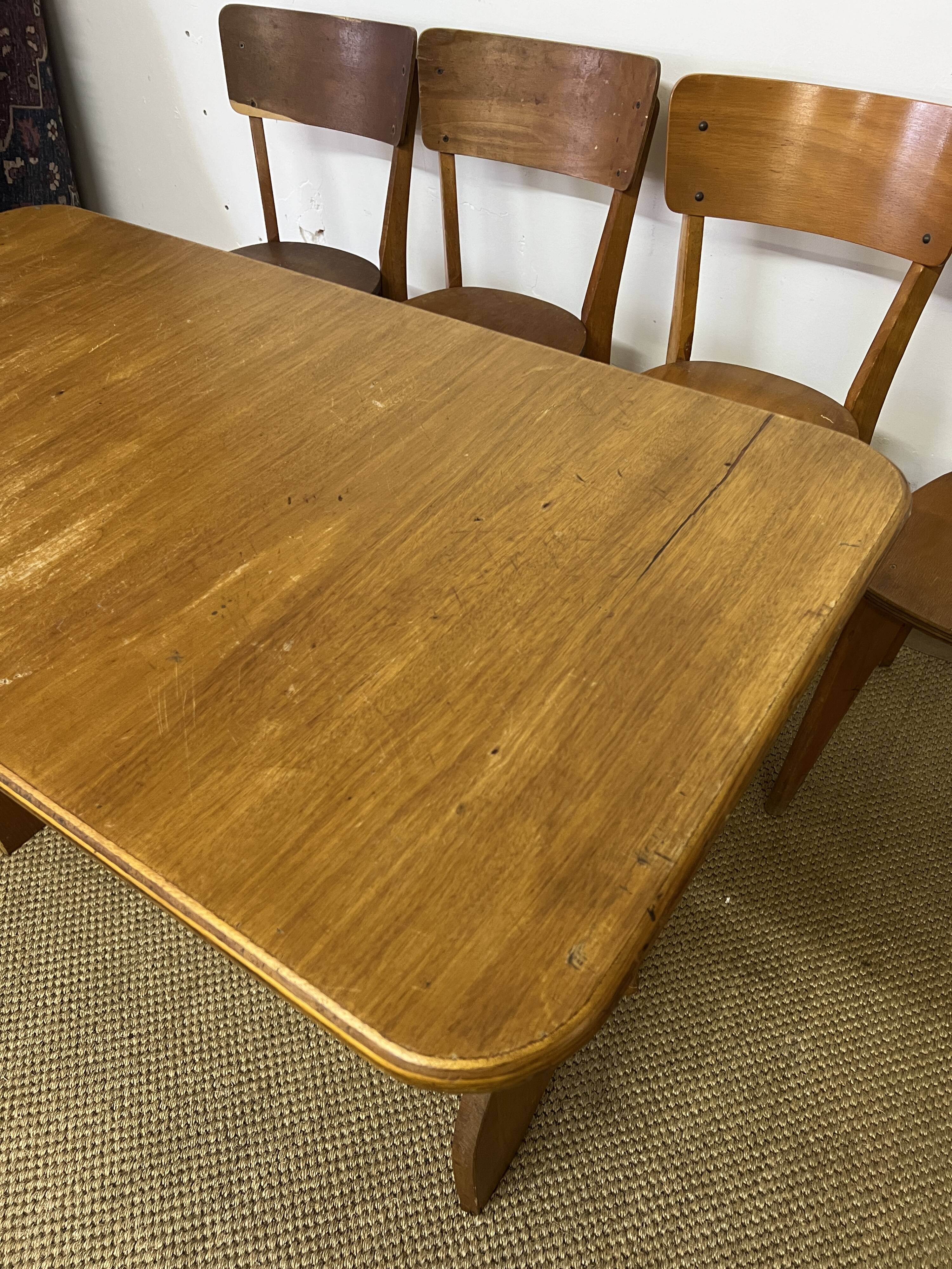 Vintage wooden table and 4 chairs set