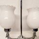 Vintage opaline lampshade chrome duck 2-arm chandelier