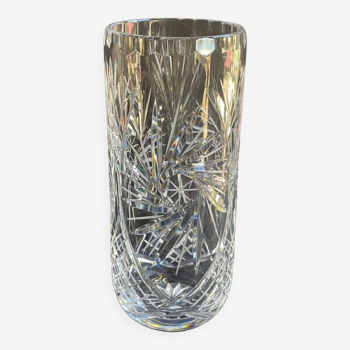 Vase cylindrique – cristal taillé fait main