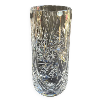 Vase cylindrique – cristal taillé fait main