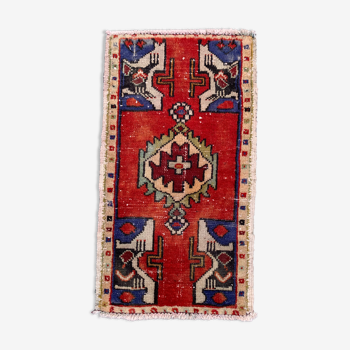 Small Vintage Turkish Rug 85x45 cm, Short Runner, Tribal, Shabby Chic