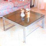 Industrial-style coffee table smoked glass