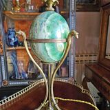 Neoclassical Bronze & Fluor Spar Lamp Signed Maison Charles