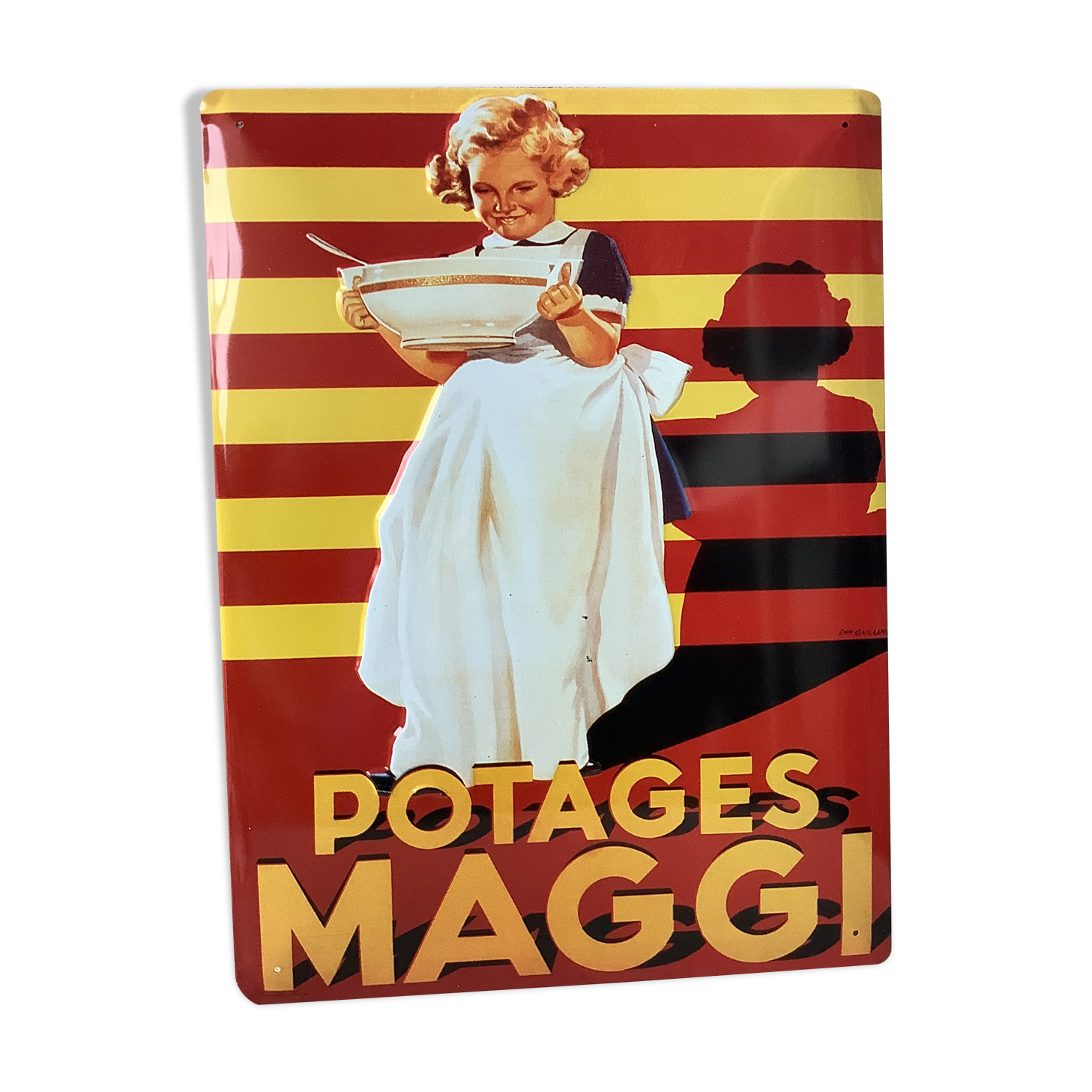 Maggi advertising plate in stamped sheet metal - 30 x 40 cm