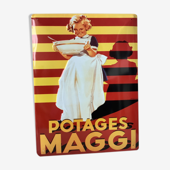 Plaque publicitaire maggi en tôle emboutie - 30 x 40 cm