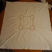 White tablecloth embroidered with lace & days