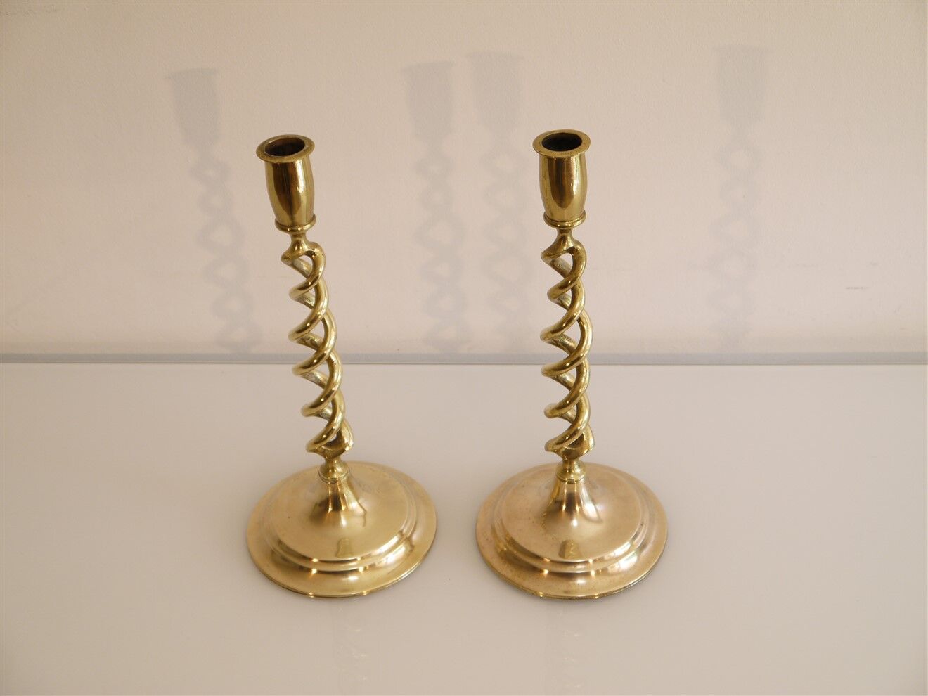 Pair of vintage 1960 brass candle holders