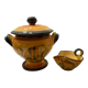 Souptureen and saucière, glazed terracotta, France, Provence