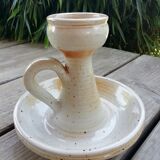 Pair of stoneware candle holders
