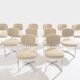 Paul Legeard set of 12 stainless steel and curly wool chairs 1970
