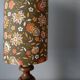 Vintage wooden table lamp with seventies flower tube shade