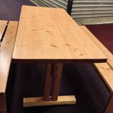 Set benches and table Charlotte Perriand model "Les Arcs"