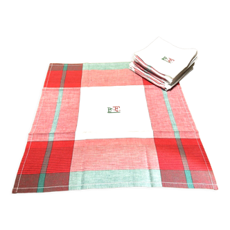 Series of 12 napkins 70', monogram, vintage linens