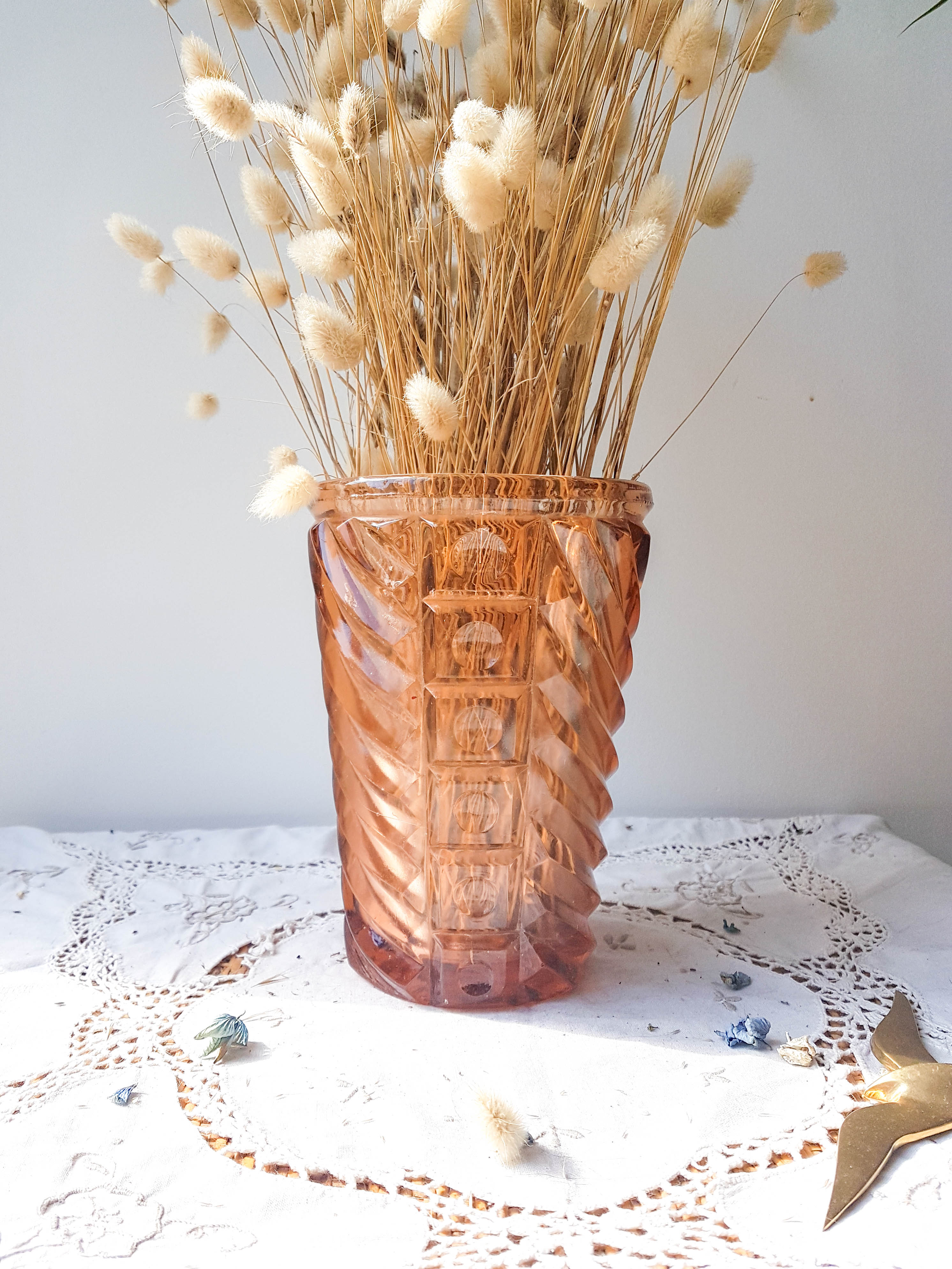 Art Deco style pink glass vase