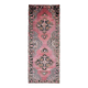 Vintage Turkish hand-knotted wool cotton pink area rug 180x475
