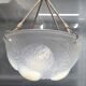 René Lalique, pendant light, opalescent chandelier, "Dahlias", signed, excellent condition.