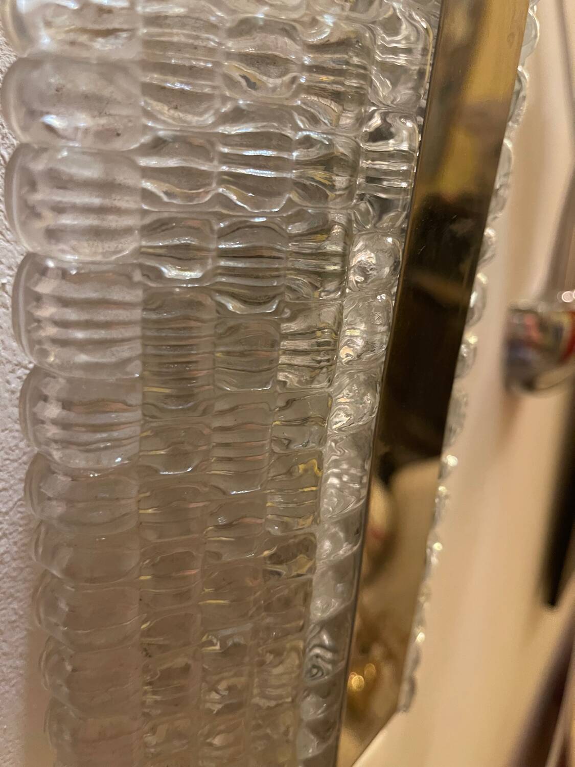 Kaiser Leuchten wall lamp ice glass 1970