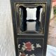 Chinese sideboard with gold lacquer and mother-of-pearl inlay. Bird and landscape decor.
