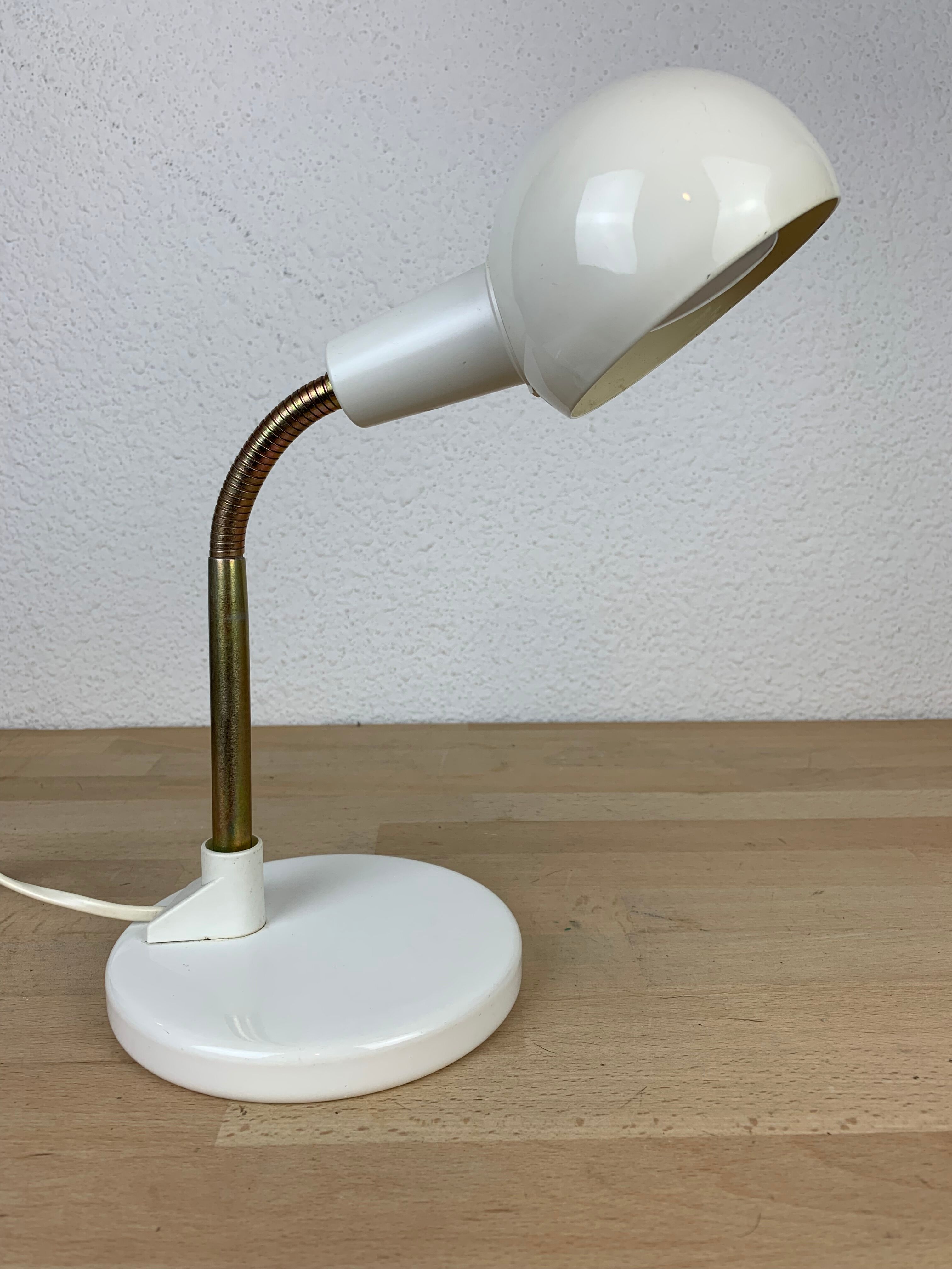 Flexible desk lamp metal white 70s/80s