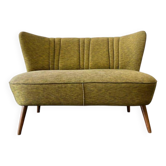 Canapé vintage jaune-vert deux places / fauteuil / sofa