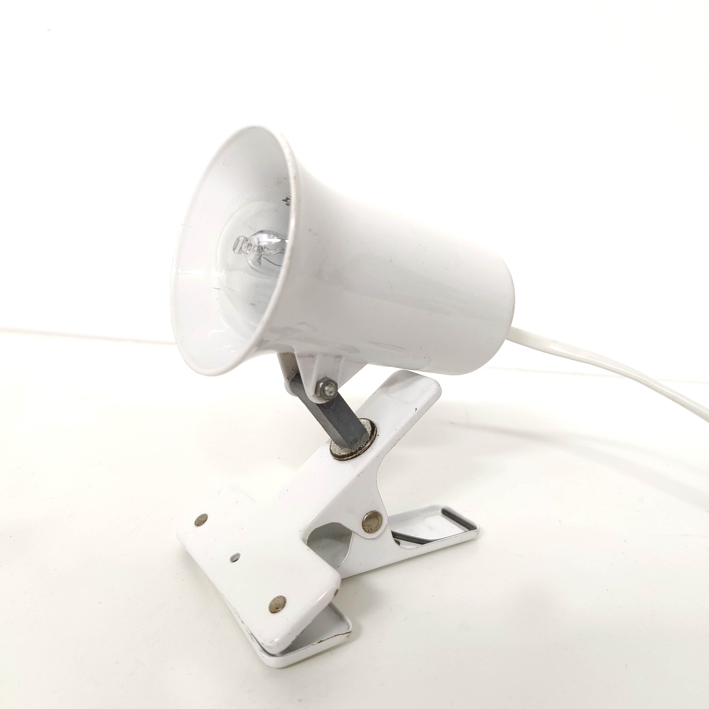 Spot lamp with clip Lita metal white 70s